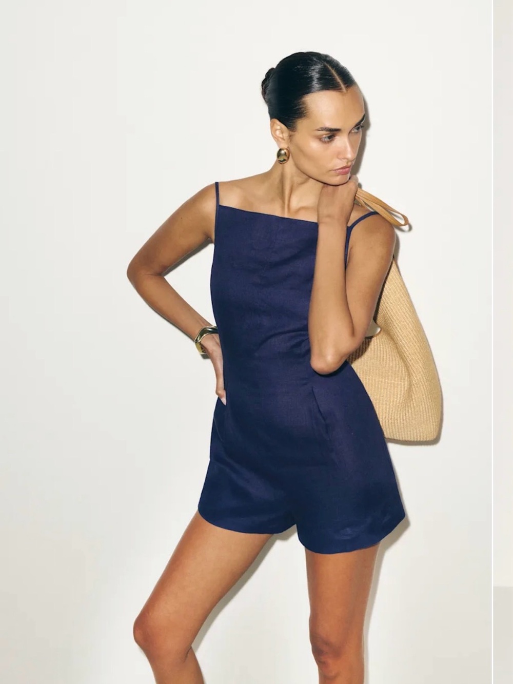 Reformation Ciara Linen Romper Blue - Size 2